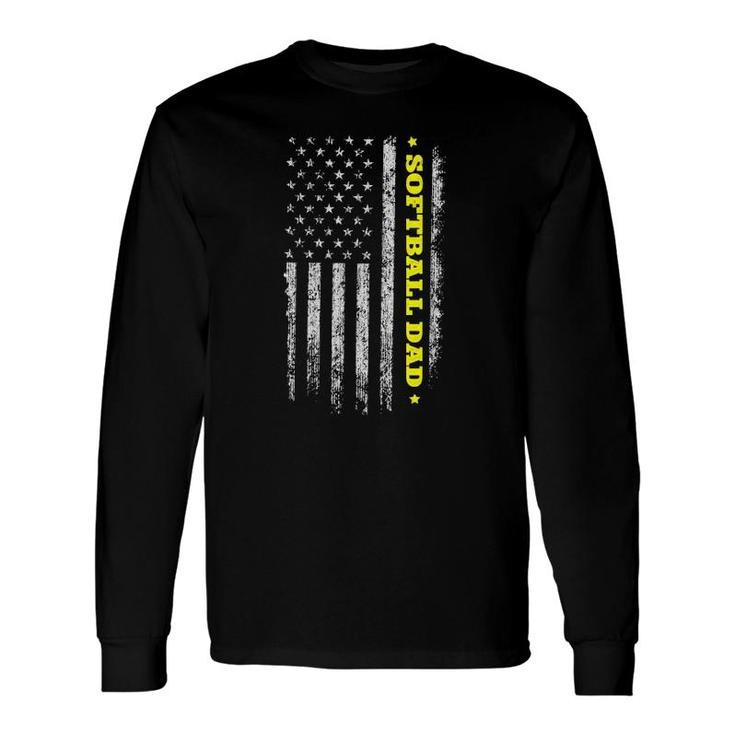 American Flag Softball Dad Father's Day Independence Day Long Sleeve T-Shirt T-Shirt