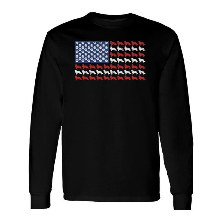 American Flag Usa Rough Collie 4Th Of July With Dog Paw Long Sleeve T-Shirt T-Shirt
