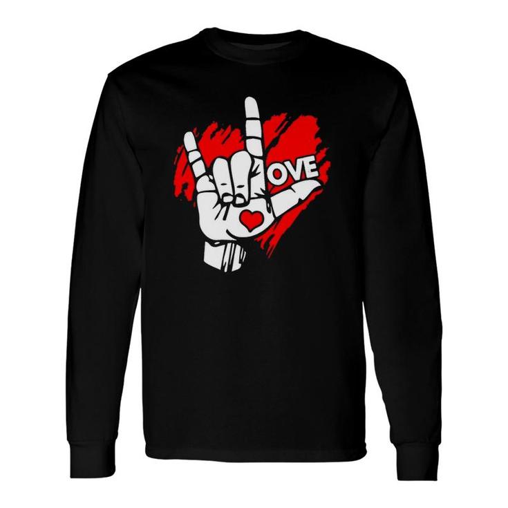 American Sign Language I Love You Red Heart Long Sleeve T-Shirt T-Shirt