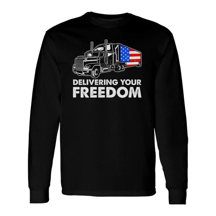 American Trucker Freedom Convoy 2022 Usa Canada Truck Driver Long Sleeve T-Shirt T-Shirt