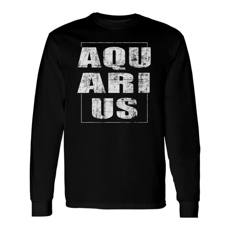 Aquarius Zodiac Sign Horoscope Aquarius Distressed Long Sleeve T-Shirt T-Shirt