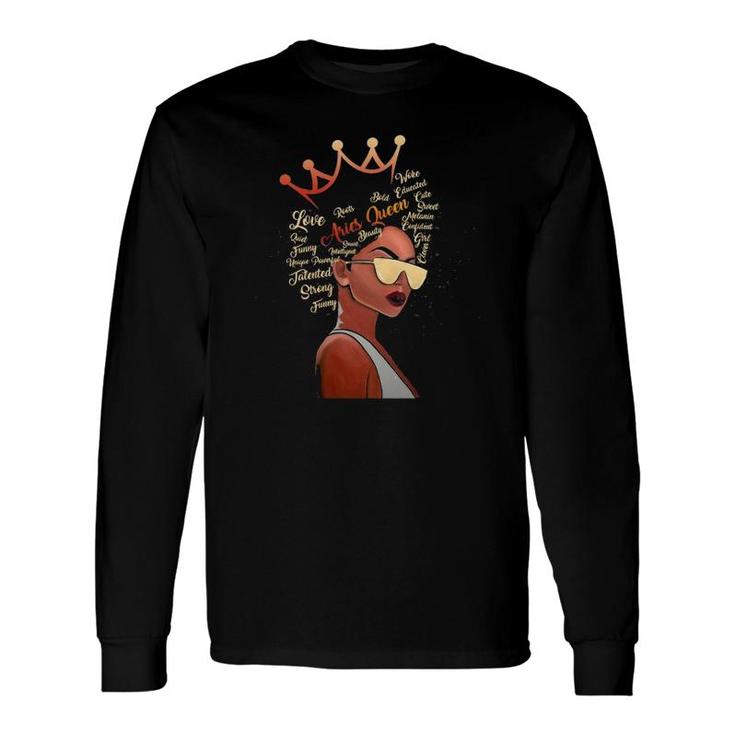 Aries Queen Strong Smart Afro Melanin Black Long Sleeve T-Shirt T-Shirt