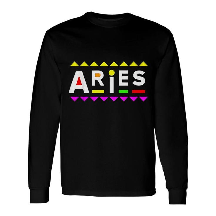 Aries Zodiac 90s Style Long Sleeve T-Shirt T-Shirt