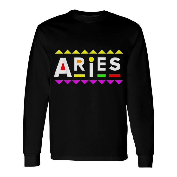 Aries Zodiac 90s Style Long Sleeve T-Shirt T-Shirt