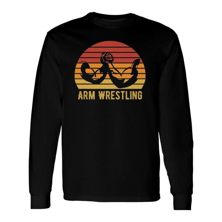 Arm Wrestling Retro Vintage Arm Wrestling Game Lovers Long Sleeve T-Shirt T-Shirt