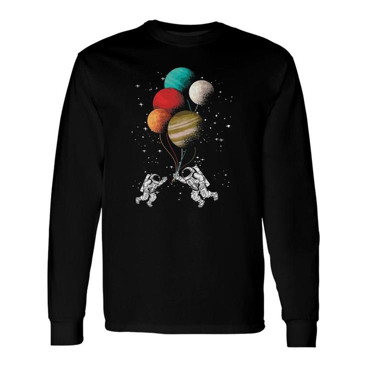 Astronaut Balloon Planets Space Stars Moon Galaxy Spaceship Long Sleeve T-Shirt T-Shirt