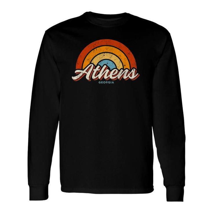 Athens Georgia Ga Vintage Rainbow Retro 70S Long Sleeve T-Shirt T-Shirt