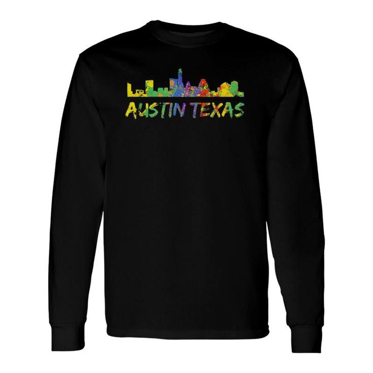 Austin Texas Rainbow Art City Skyline Silhouette Austin Long Sleeve T-Shirt T-Shirt