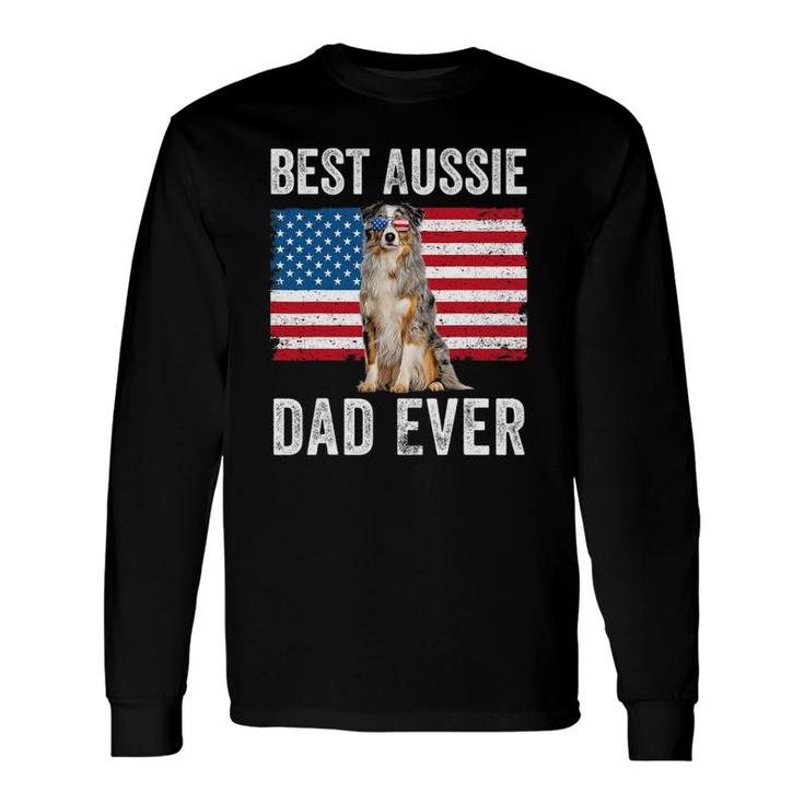 Australian Shepherd Dad American Flag Dog Lover Aussie Dad Long Sleeve T-Shirt T-Shirt