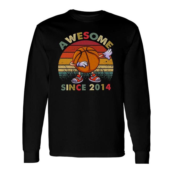 Awesome Since 2014 8Th Birthday S Dab Basketball Bday Long Sleeve T-Shirt T-Shirt
