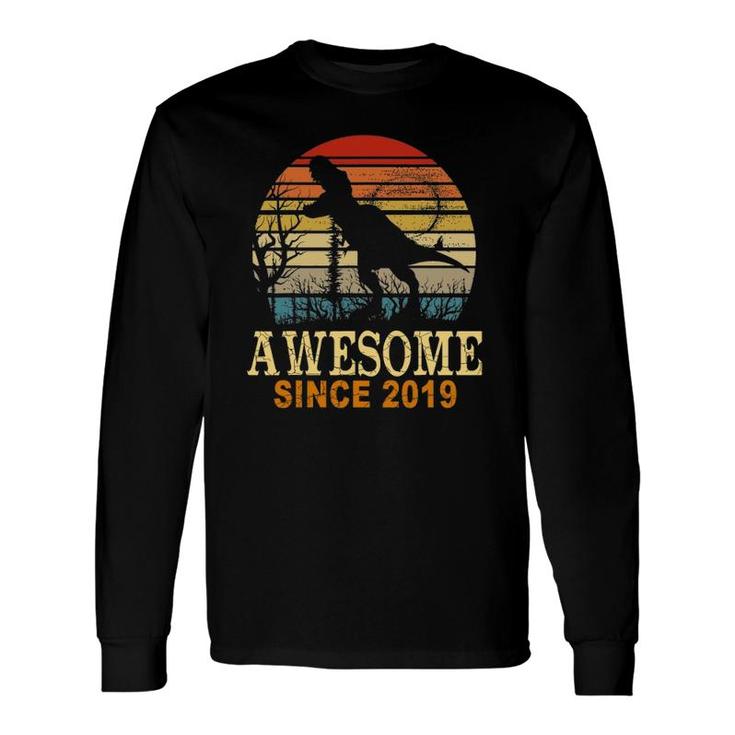 Awesome Since 2019 Dinosaur 2 Years Old 2Nd Birthday Long Sleeve T-Shirt T-Shirt