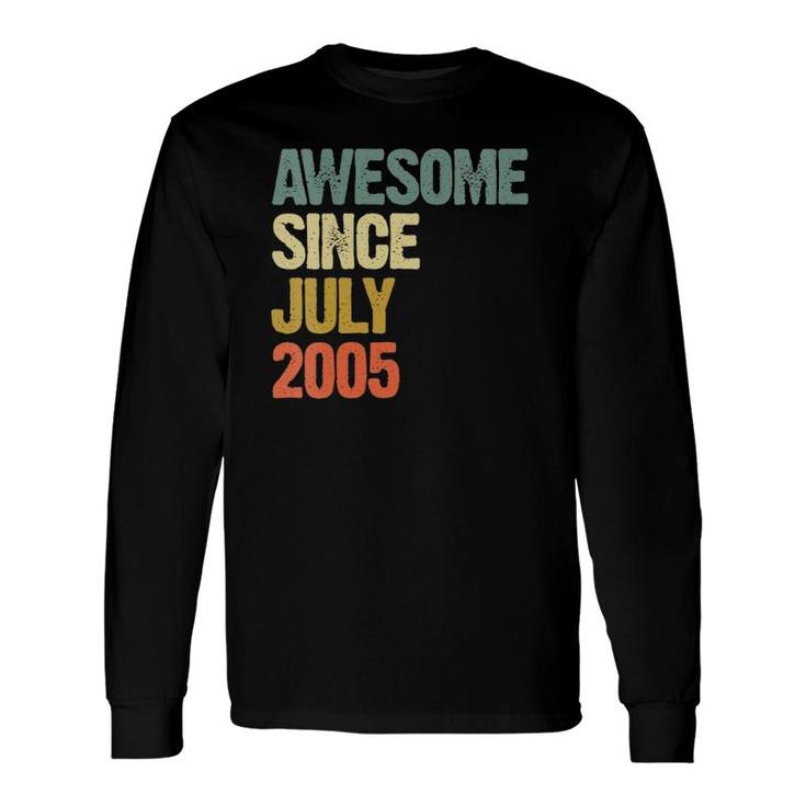Awesome Since July 2005 16 Years Old 16Th Birthday V-Neck Long Sleeve T-Shirt
