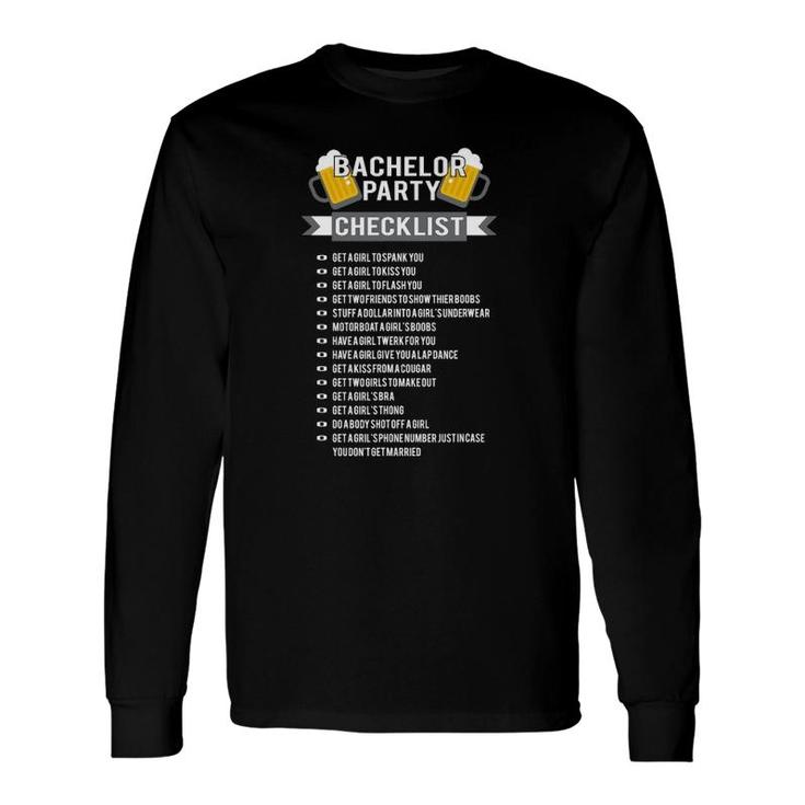 Bachelor Party Checklist Groomsmen Best Man Tee Long Sleeve T-Shirt T-Shirt