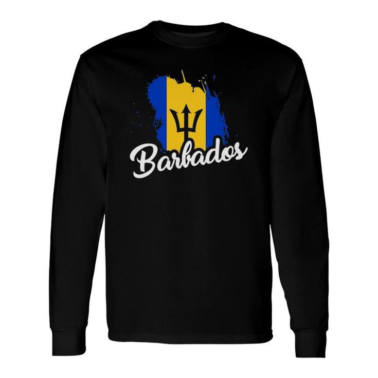 Barbados Flag Bajan Proud Roots Love Heritage Cute Long Sleeve T-Shirt