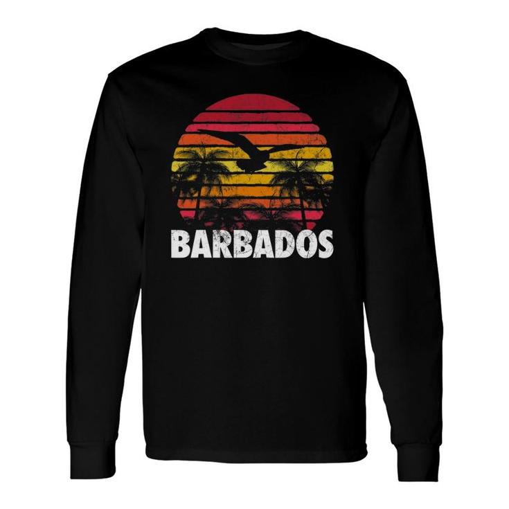 Barbados Vintage Retro Sunset 70'S 80'S Style Long Sleeve T-Shirt T-Shirt