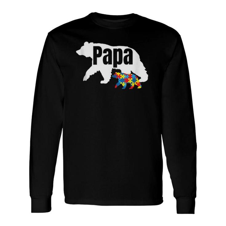 Bear With Cub Cool Autism Awareness Papa Dad Long Sleeve T-Shirt T-Shirt