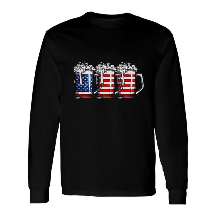 Beer American Flag 4th Of July Long Sleeve T-Shirt