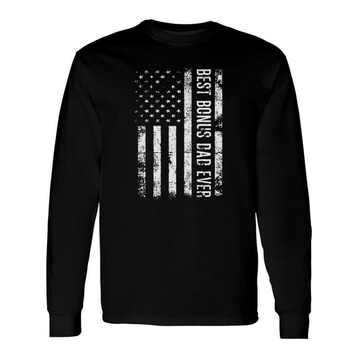 Best Bonus Dad Ever American Flag Father's Day Vintage Long Sleeve T-Shirt T-Shirt
