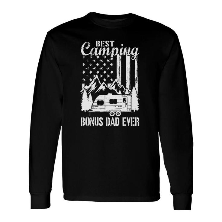 Best Camping Bonus Dad Ever American Flag Daddy Son Daughter Long Sleeve T-Shirt T-Shirt