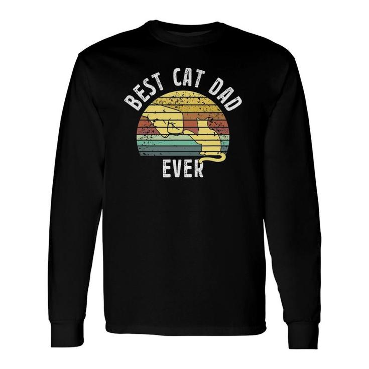 Best Cat Dad Ever Father's Day Retro Sun Cats Lovers Long Sleeve T-Shirt T-Shirt