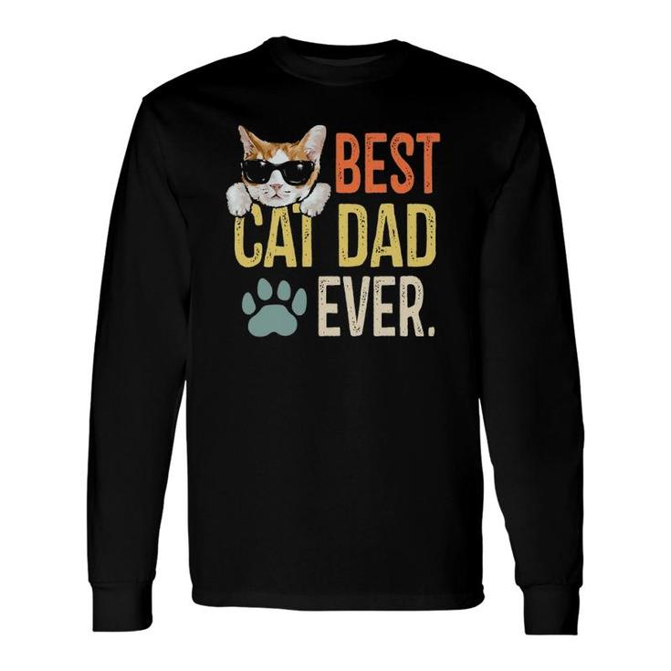 Best Cat Dad Ever Retro Cat Lover Fathers Day Long Sleeve T-Shirt T-Shirt