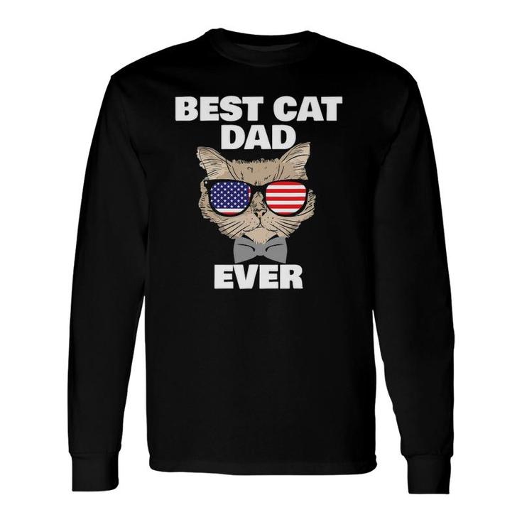 Best Cat Dad Fathers Day Daddy Papa Cat With Sunglasses Long Sleeve T-Shirt T-Shirt