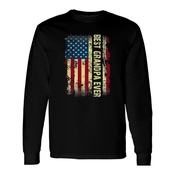 Best Grandpa Ever Vintage American Flag Fathers Day Tee Long Sleeve T-Shirt T-Shirt