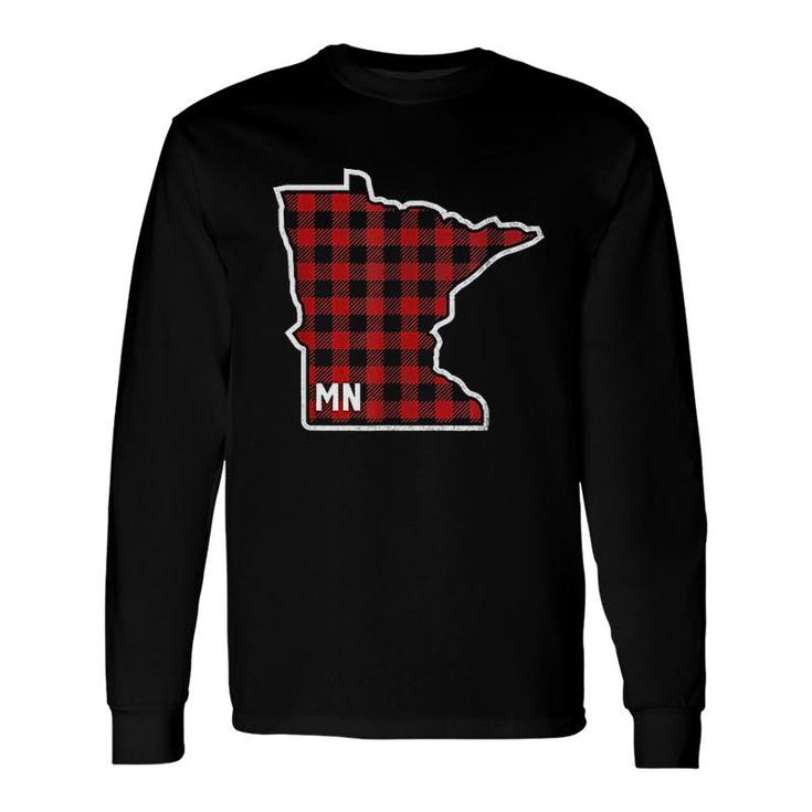 Best Minnesota Buffalo Plaid Mn State Outline Long Sleeve T-Shirt