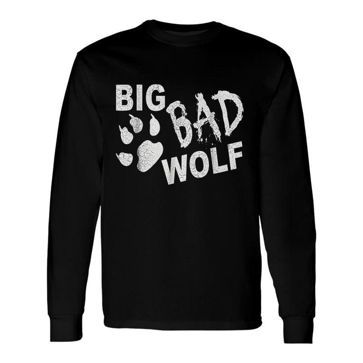 Big Bad Wolf Paw Distressed White Long Sleeve T-Shirt