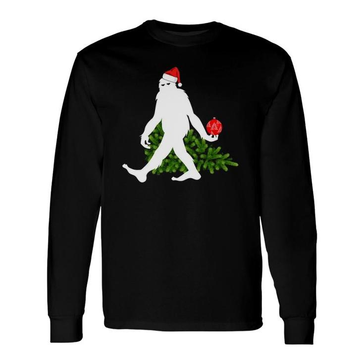 Bigfoot Sasquatch Santa Hat Christmas Tree Ornament Long Sleeve T-Shirt T-Shirt