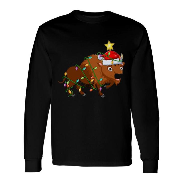 Bison Lighting Xmas Tree Matching Bison Christmas Long Sleeve T-Shirt T-Shirt
