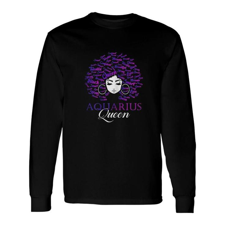 Black Afro Hair Aquarius Queen Long Sleeve T-Shirt T-Shirt