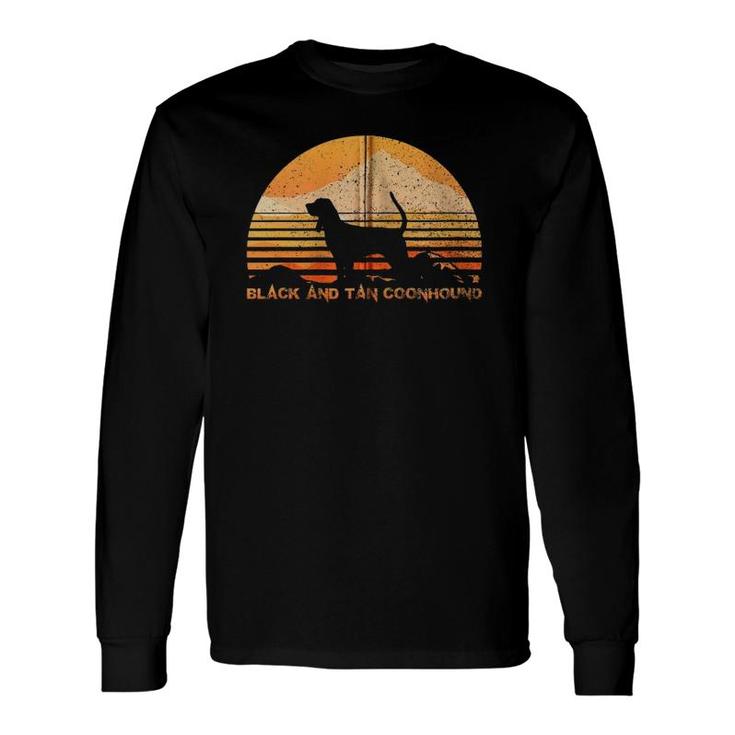 Black And Tan Coonhound Owner Lovers Vintage Retro Zip Long Sleeve T-Shirt
