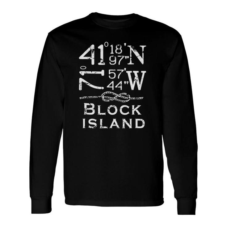 Block Island Latitude And Longitude Coordinates Long Sleeve T-Shirt T-Shirt