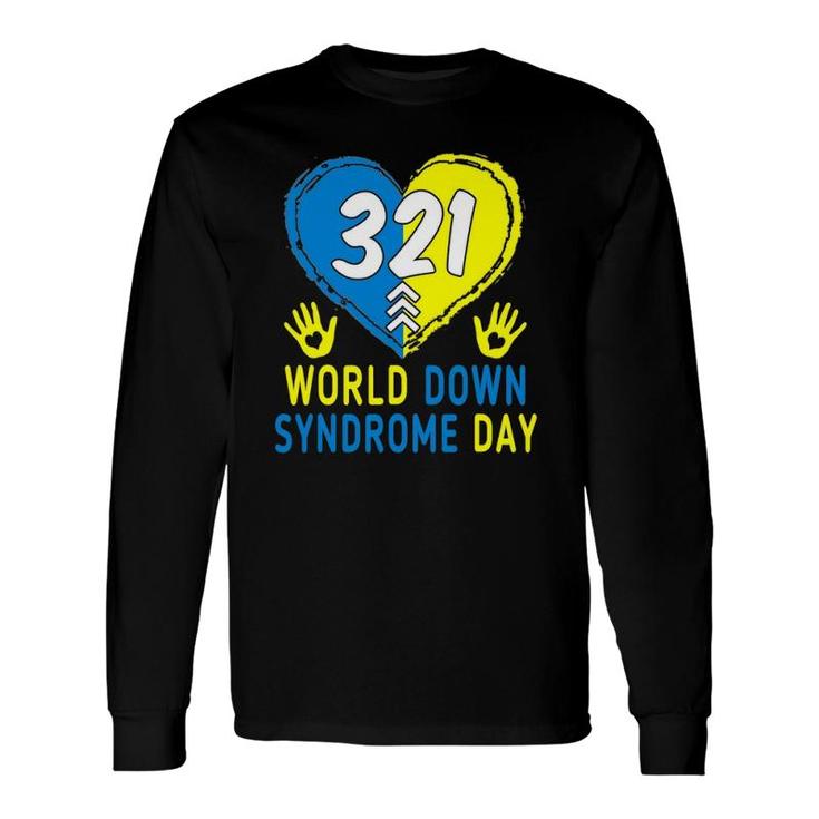 Blue Yellow Heart 21 World Down Syndrome Awareness Day Long Sleeve T-Shirt T-Shirt