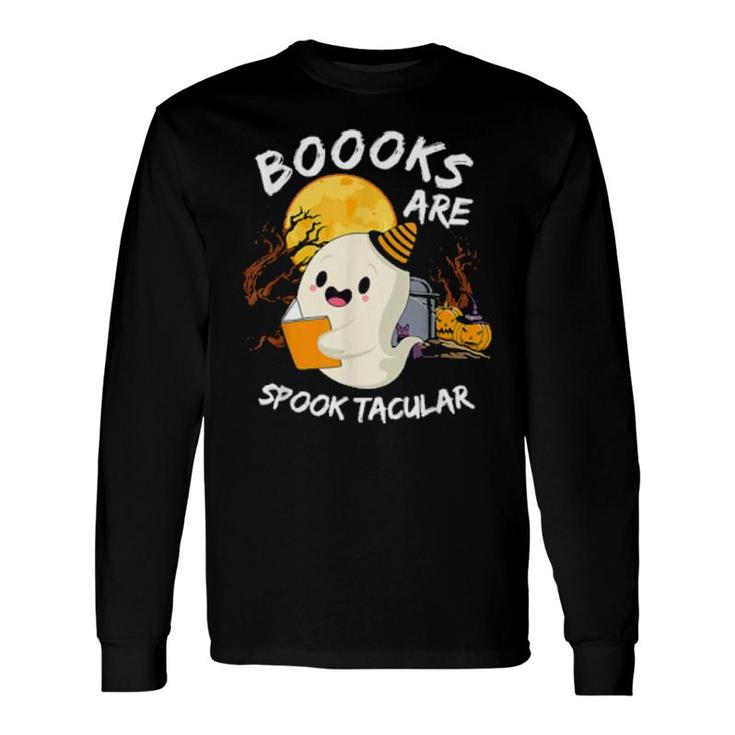 Boooks Ghost Halloween Teacher Book Library Reading Long Sleeve T-Shirt T-Shirt