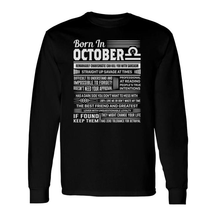 Born In October Libra Birthday Long Sleeve T-Shirt T-Shirt