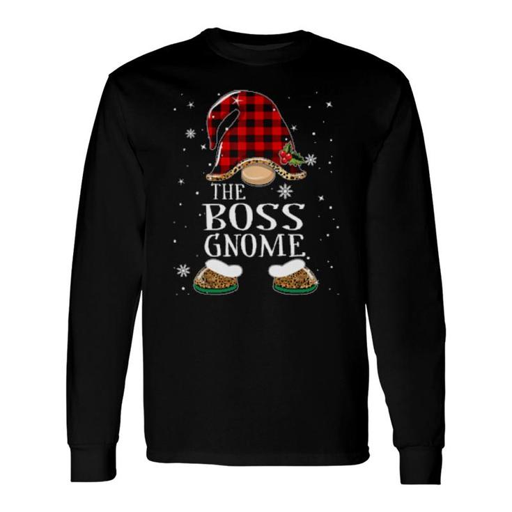 Boss Gnome Buffalo Plaid Matching Christmas Pajama Long Sleeve T-Shirt T-Shirt