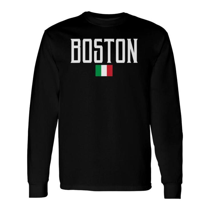 Boston Italy Flag Vintage White Text Long Sleeve T-Shirt T-Shirt
