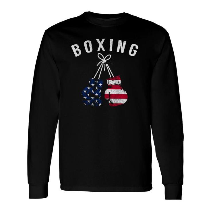 Boxing For Him Dad Box Gloves American Flag Usa Long Sleeve T-Shirt T-Shirt