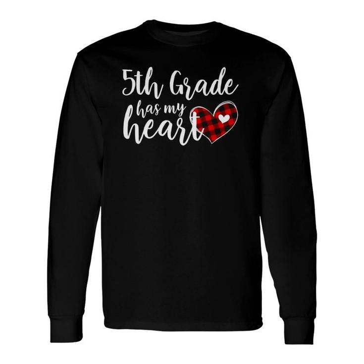 Buffalo Plaid 5Th Grade Has My Heart Teacher Valentine Long Sleeve T-Shirt T-Shirt