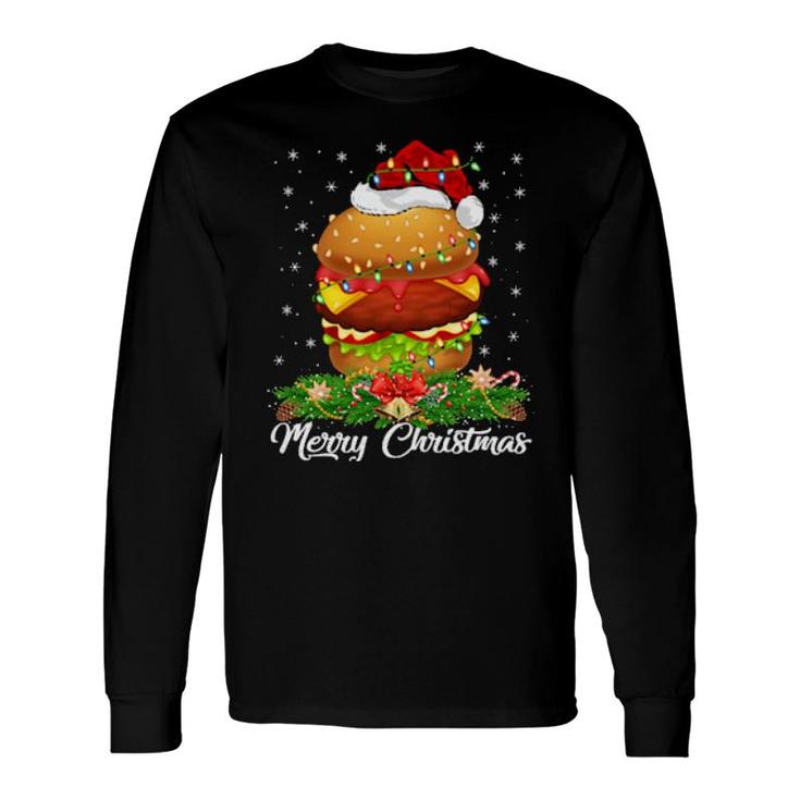 Burger Food Matching Santa Hat Burger Christmas Long Sleeve T-Shirt T-Shirt