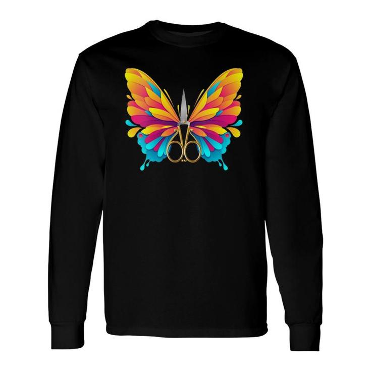Butterfly Insect Fly Scissors Hairstyle Barber Hairdresser Long Sleeve T-Shirt T-Shirt
