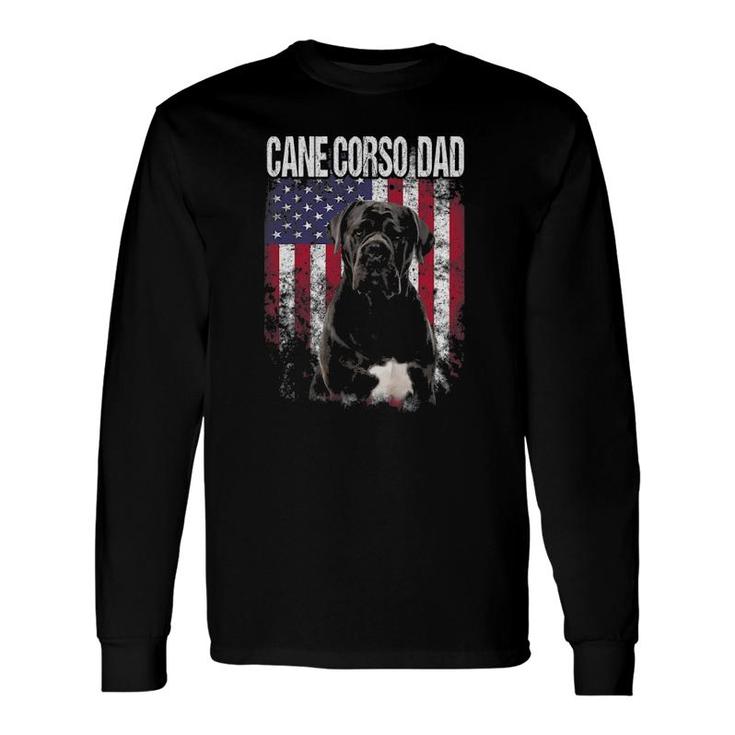 Cane Corso Dad With Proud American Flag Dog Lover Long Sleeve T-Shirt T-Shirt