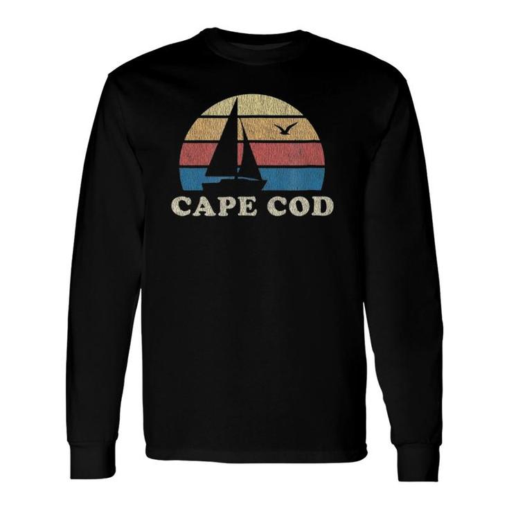 Cape Cod Ma Vintage Sailboat 70S Throwback Sunset Long Sleeve T-Shirt T-Shirt