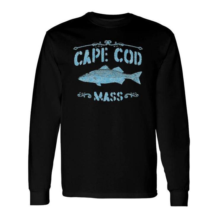 Cape Cod Mass Striped Bass Distressed Long Sleeve T-Shirt T-Shirt