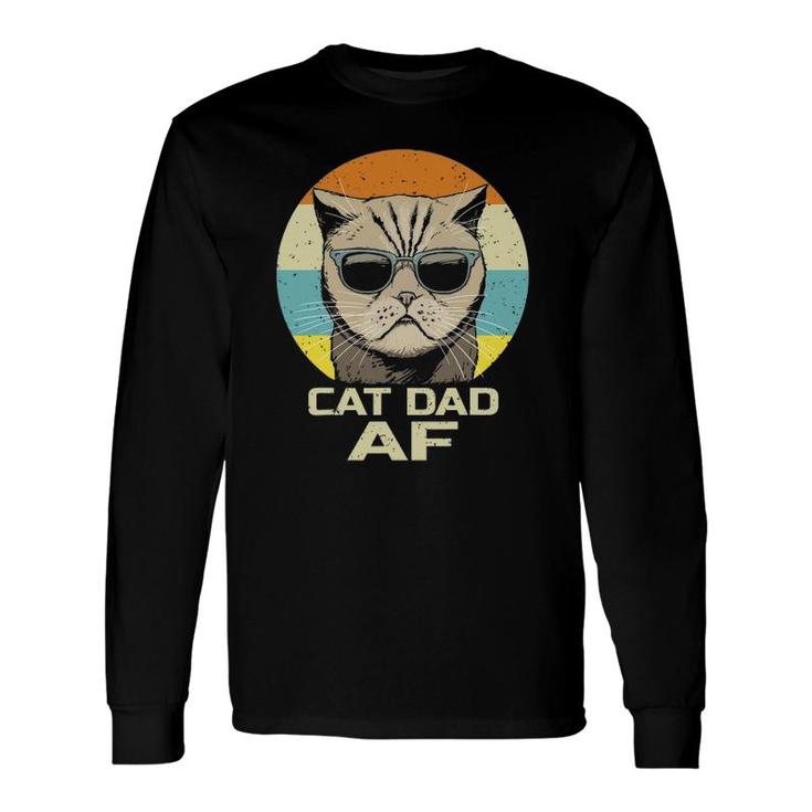 Cat Dad Af Vintage Retro Fathers Day Long Sleeve T-Shirt T-Shirt