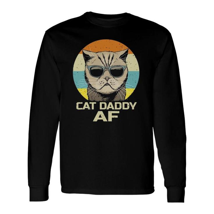 Cat Daddy Af Sunglasses Vintage Fathers Day Cat Dad Long Sleeve T-Shirt T-Shirt