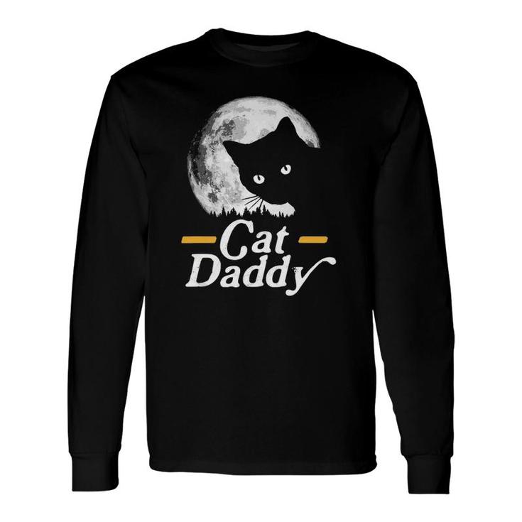 Cat Daddy Vintage Eighties Style Cat Retro Full Moon Long Sleeve T-Shirt T-Shirt
