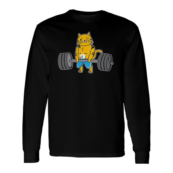 Cat Deadlift Powerlifting Weightlifter Cat Lover Long Sleeve T-Shirt T-Shirt